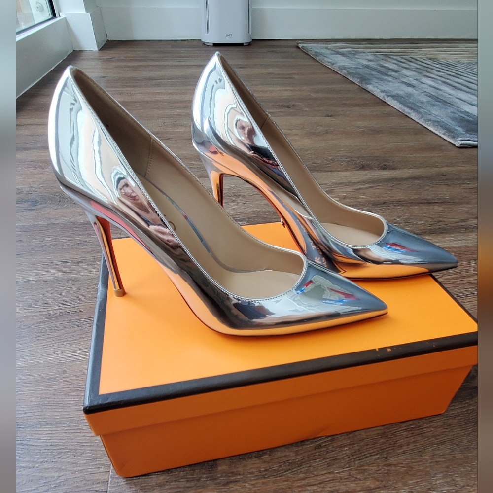 Silver patten high heels
